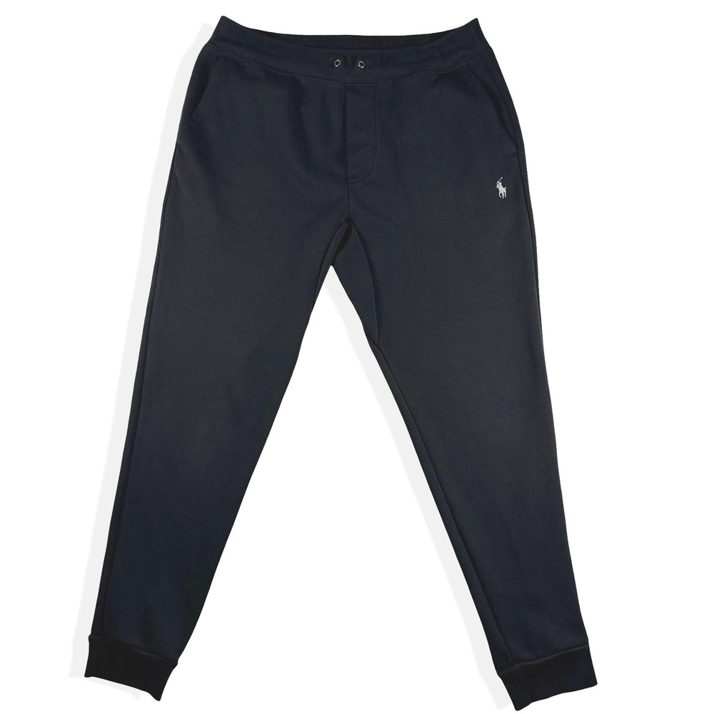 Polo Ralph Lauren Mens Double-Knit Jogger Sweatpants Black Silver Pony Small